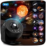 YunLone Galaxy Projektor, 13 in 1 Home Planetarium Star Light Projector for Bedroom 360° Rotating Nebula Projector Lamp Starry Sky Night Light with 12 Solar System Constellation Moon for Kids Adults