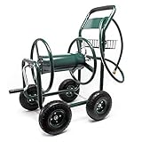 Wiltec Schlauchwagen ohne Schlauch, Schlauchaufroller für 3/4' (19 mm) Gartenschlauch bis 70 m, mit Reifen Ø 25cm Gartenschlauchwagen, Gartenschlauchtrommel