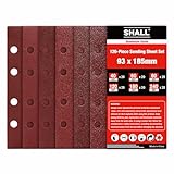SHALL-120 Schleifblätter, rechteckig, 93 x 185 mm, Schleifpapier, 8 Löcher, Klett-Schleifpads, verschiedene Körnungen 40/60/80/120/180/240