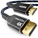 deleyCON 1m 4K DisplayPort auf HDMI Kabel (Für HDMI Monitor/TV/Beamer) - 1080P@60Hz / 4K@30Hz - Aluminium-Stecker Nylonkabel - Adapter DP Stecker zu HDMI Stecker - für DP Computer PC Grafikkarte