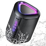 aowoka Bluetooth Lautsprecher mit Licht, 2025 Musikbox Tragbarer Box, Bluetooth 5.4, 30 St, Verbesserter Bass, IPX7 Wasserdicht, Outdoor Lautsprecher für Reisen, Sport, Party, Radfahren.