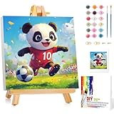 Miquans Art Malen Nach Zahlen - Paint by Numbers,Malen Nach Zahlen Panda Fußball,with Frame and Easel,Fuchs Malen Nach Zahl Set für Home Haus Deko (20x20cm) Daisy