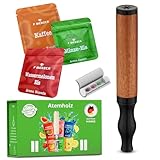 Atemkette Rauchentwöhnung Schwarz – Premium Zigarettenersatz & Rauchfrei Hilfsmittel mit echtem Widerstand & Aroma-Kapsel-Filtern (Wassermelone, Minze, Kaffee) – Nikotinfreie Alternative (Schwarz)