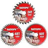 BATIOPV Kreissägeblatt 190 x 30 mm (24/48/60 Zähne) 3-teilig (für Holz, Spanplatten, Sperrholz, Hartholz, usw.) | Kompatibel mit Dewalt Makita Bosch einhell, Sägeblätter für Holzschnitte