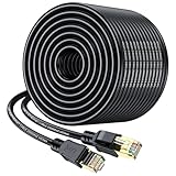 CCRANOO Cat8 Ethernet Kabel/lan kabel 50meter, Hochgeschwindigkeits 40Gbit/s-2000MHz Netzwerkkabel, geflochtener Gigabit-vergoldeter RJ45-Stecker