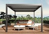 Pergola HWC-L46, Gartenpavillon Lamellen-Pavillon, 10cm-Aluminium-Gestell, Regenrinne sturmfest, 3x4m - anthrazit