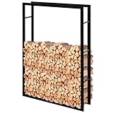 Laneetal Kaminholzregal Innen Außen, 150x100x25 cm, Brennholzregal aus Metall, Holzstapelhilfe, Holzunterstand, Brennholzlager, Kaminholzständer, Holzlager, für Kaminholz Brennholz, schwarz