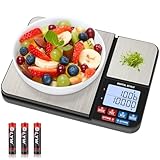 Diyife Küchenwaage mit 2 Plattformen 10kg/1g & 500g/0.01g, Doppelfunktion Digitale Küchen Feinwaage mit 7 Einheiten, Tara, PCS, Auto-Off, für Küche, Schmuck, Backen, Kochen, Inklusive Batterien