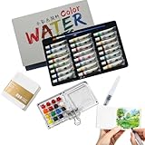 Tobios kleines Aquarell -Kit, Wasserfarbe Set, Taschenwasserfarbe Set mit Paletten, mit Clip Pinselstift Sketchbook