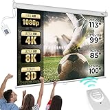 Jago® Leinwand Beamer - 1:1, 4:3, 16:9, HD 4K 3D, Rollo, Ausziehbar, Elektrisch, mit Fernbedienung, Deckenmontage/Wandmontage - Beamerleinwand, Projector Screen, Motorleinwand, Heimkino (178x178 cm)