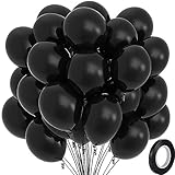 BELSVOR 50 Stück Luftballons, Luftballons Geburtstag, 50 Stück (50 Stück Schwarz Luftballons), Luftballon für Geburtstags/Hochzeits/Party/Weihnachtsdekorationen, 12 Zoll Latexballons