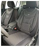 BREMER SITZBEZÜGE Maß Auto Schonbezüge kompatibel mit Skoda Octavia 3 Typ 5E Fahrer & Beifahrer Set ab 2013-2020 / Auto Sitzbezüge Schonbezug Set Autositzbezüge 2er Pack in Schwarz