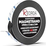 REORDA® Magnetband selbstklebend stark - Magnetstreifen selbstklebend mit starkem 3M Kleber - Magnetklebeband mit optimierter Magnetkraft - Magnet Klebeband