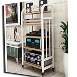 Audio-Speicher mit 5 Ebenen, Eck-AV-Schrankständer für TV-Box-Komponenten, DVD-Player und Spielkonsolen, stilvolles Walnussholz- und Weiß-Finish, perfekt für Stereoanlagen