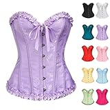 Korsage Damen Schwarz, Corset Lila, Korsett Corset Top Vollbrust Corsage Reizwäsche Korsagen Halloween Kostüm Bustiers Gothic Oberteil Bauchweg Vintage Corsette