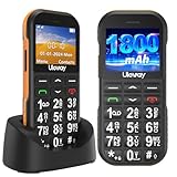 Seniorenhandy Ohne Vertrag, GSM Dual SIM Tastenhandy Seniorentelefon mit Großen Tasten, 1800 mAh Akku, USB-C, Ladestation, Rentner Senioren Handy Einfach mit SOS-Taste, Kurzwahl (Schwarz und Orange)