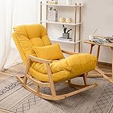 Bequemer Patchwork-Schaukelstuhl mit Fußstütze, Hocker, traditioneller Lounge-Liegestuhl für Wohnzimmer, Schlafzimmer, Büro, Massivholzbeine, Relax-Sessel für Kinderzimmer