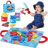 hahaland Spielzeug ab 1 2 Jahr Kinder, Angelspiel Baby Spielzeug Kinderspielzeug für 6 12 Monate, Fische Angeln Spiel,Montessori Spielzeug Lernspiele Motorikspielzeug Kleine Geschenke