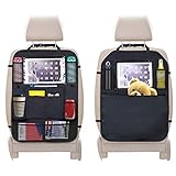 URAQT Auto Rückenlehnenschutz, 2 Stück Rücksitz Autositz Organizer für Kinder, Durchsichtigem iPad Tablet Halter, Autositz-Schoner wasserdicht, Kick Matten Schutz in universeller Passform