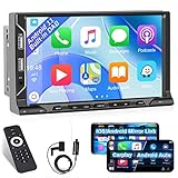 Hikity Autoradio DAB+ Doppel Din Android 11 mit Navi 7 Zoll Touch Bildschirm Apple Carplay Android Auto Audio Radio mit Bluetooth-Freisprecheinrichtung Mirror Link WIFI unterstützen Rückfahrkamera AUX