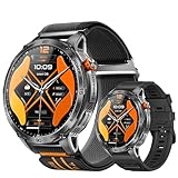 LIGE Smartwatch Herren mit LED Taschenlampe, 1.75‘’ AMOLED Großes Display/730 mAh Akku Sportuhr Herren mit Telefonfunktion, 100+ Sportmodi Fitnessuhr, 24/7 Herzfrequenz/Schlafmonitor für Android iOS
