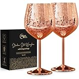Morii Goods Weingläser aus Edelstahl, 2 Stück, geätzte Weingläser, unzerbrechliche Rotgold-Weingläser für Reisen, Camping und Pool, ausgefallene Weingläser für Frauen und Männer