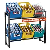 TESSTINA Getränkekistenregal für 6 Kisten, Trag. 300KG, Getränkeregal aus Metall, Kistenregal mit Höhenverstellbaren Kunststofffüßen, Getränkekistenhalter zur Platzersparnis, Schwarz