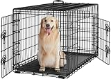 Yaheetech Hundekäfig 107 x 60 x 66 cm klappbar mit Trennwand, 2 Türen, Hundebox für zuhause mit ausziehbare Bodenschale, Transportkäfig Auto, Hundetransportbox Drahtkäfig für Hunde Welpe, XL, Schwarz
