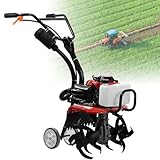 55CC Gartenfräse Benzin,4-Takt-Rasenboden bodenhacke,Grubber Motorhacke,bodenfräse leistungsstarker Griff mit sicherem Griff,FräSbreite 400 Mm, FräStiefe 200 Mm