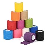 Sagafly 12 Rollen Selbstklebender Verband Selbsthaftende Bandage für Erste Hilfe Fixierbinde Cohesive Bandage Haftbandage Verband Sport Elastische Binde für Handgelenk Knöchel Vet Wrap Pet