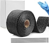 Yosugi 10M Hitzeschutzband Auspuff Dichtband Hitzeschutz mit 5 Kabelbinder Stainless Steel Cable Ties for Motorcycle Manifold, Thermal Tape, Manifold Tape(Schwarz)