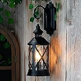 TRIROCKS Batteriebetriebene Tischlampe Wandleuchte aus Metall 30 cm Hoch Wandlampe Vintage Aussenleuchte Nachttischlampen mit Edison-Birne für Terrasse Garten Partys Drinnen Draußen (Schwarz)
