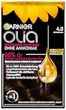 Garnier Olia Dauerhafte Haarfarbe ohne Ammoniak, Mit pflegenden und natürlichen Ölen, intensive Farbkraft, Vollständige Grauhaarabdeckung, Permanente Coloration, Nr. 4.0 Mittelbraun,1 Stück