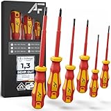 VDE Schraubendreher Set magnetisch - 6-teilig - 3 Kreuz - 3 Schlitz - isoliert bis 1000 V - Hergestellt aus S2-Stahl in Industriequalität