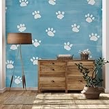 Yidbhsse Pfotenabdruck Tier Wandtapete Motivtapeten Bildtapete Wand Dekoration 3d Effekt 400x280cm Welpe Pfote Fototapete Schlafzimmer, Haustier Fashion Wohnzimmer Vliestapete