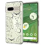 Unov Hülle Kompatibel mit Pixel 7 Hülle klar Transparent Schlanke Schutzhülle Weich TPU Stoßstange Geprägtes das Muster Stoßdämpfung 6.3 Zoll (Tierkreis Galaxie)