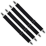 LIHAO 4 x Betttuchspanner verstellbar Lakenspanner für Bettlaken Matratze Bettlaken Clips Bettlakenhalter, Schwarz (65 bis 220 cm)