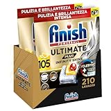 Finish Ultimate Plus Infinity Shine Citrus Spülmaschinentabs – Geschirrspültabs für intensive Reinigung, Fettlösekraft und Glanz mit Schutzschild – 105 Finish Caps (Packung mit 2)
