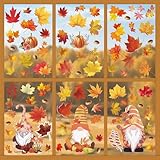 100 Stück Fensterbilder Herbst, Erntedankfest Fensterbilder, Thanksgiving Fenster Deko Ohne Kleber, Ahornblätter Fenster Sticker, Herbst Fensterdeko für Kinderzimmer Cafeteria