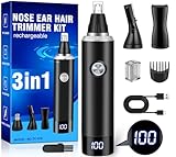 Nasenhaartrimmer 3 in 1 Nasentrimmer Herren Nasenhaarschneider USB Wiederaufladbar Ohrhaartrimmer Schmerzloser Nasenhaarentferner Ohrhaarschneider Augenbrauen Ohrentrimmer für Männer&Frauen,IPX7,AKKU