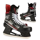 ATTABO Eishockey Schlittschuhe Herren Blade in Schwarz Größe 42 EU Langlebige Edelstahlkufe Stabiler Knöchelschutz Schnürverschluss Komfortabel und langlebig für Fortgeschrittene