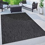 Paco Home Outdoor Teppich Flachgewebe Sisaloptik Modern Einfarbig meliert wetterfest & pflegeleicht Küchenteppich Ideal für Terrasse Balkon Garten, Grösse:80x150 cm, Farbe:Anthrazit