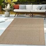 TT Home Flachgewebter In- & Outdoor Teppich Natürlicher Look Sisal Optik Beige Modern, Größe:160x230 cm