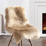 JXLOULAN Faux Fell Teppich Hellbraun 60x90 cm Waschbar, Flauschiger Faux Lammfell Teppich für Wohnzimmer Schlafzimmer Kinderzimmer Haustierfreundlich