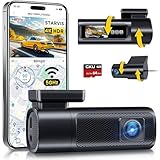 GKU 4K+2.5K Dashcam Auto Vorne Hinten mit 5GHz WiFi, Dash Cam mit 64G SD-Karte, STARVIS Nachtsicht, 1,5' IPS-Bildschirm, GPS Auto Kamera, 24H Parküberwachung, 360° Drehbar. Max 512GB