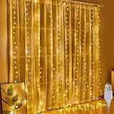 A.bigwhale Lichtervorhang 2x2m, lichterketten Vorhang Innen, 200 LED lichterkette hängend USB Lichtervorhang Warmweiß für Ramadan Hochzeit Party Weihnachten Wand Schlafzimmer Deko