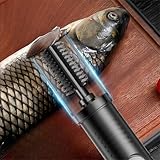 URPIZY Elektrischer Fischentschupper mit 304 Edelstahl-Rolle, kabellos und wiederaufladbar per USB, für einfaches Entfernen von Fischschuppen, kompakt und handlich, in Schwarz