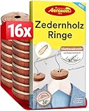 Aeroxon Zedernholz Mottenschutz – 2x8 Mottenschutz Ringe gegen Kleidermotten, Natürlicher Schutz für Kleiderschrank, Frischer Zedernholz Duft