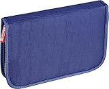 Brunnen 104918730 Schüler-Etui Crinkle (19,5 x 13,5 x 3,5 cm, 1 Klappen, blau unbefüllt bis auf Lineal 16 cm, Metalldoppelspitzer, Radiergummi)