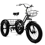 LVSEWOA 20-Zoll-Elektro-Dreirad für Senioren, Komfortables Fahrgefühl, Scheinwerfer, LCD-Display, Gepäckkorb hinten, Verstellbarer Sattel, max. Belastung: 200 kg, Schwarz